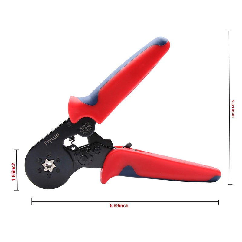 Flytuo Hexagonal Crimping Tool, AWG23-10 HSC8 6-6 Self-adjusting Ratchet Wire Ferrule Crimper Plier for Wire Terminals Cables End-sleeves - Image 5